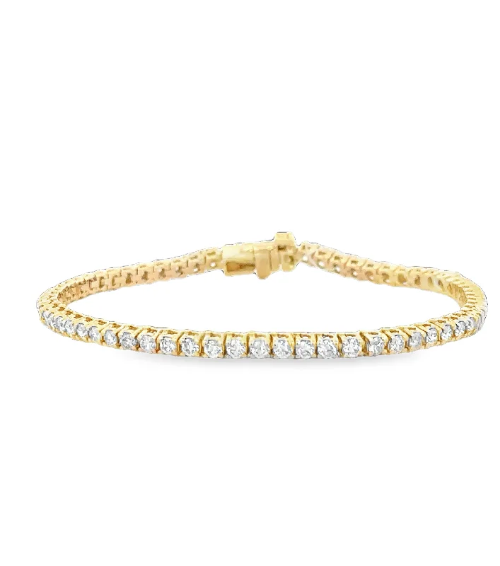 floral prong ruby bracelet-3.0 CTW Diamond Tennis Bracelet in Yellow Gold