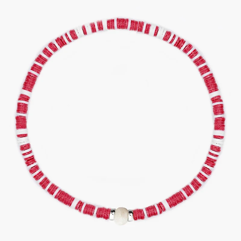 adjustable tin bangle bracelet-3mm Vinyl Beads Bracelet (Red/White)