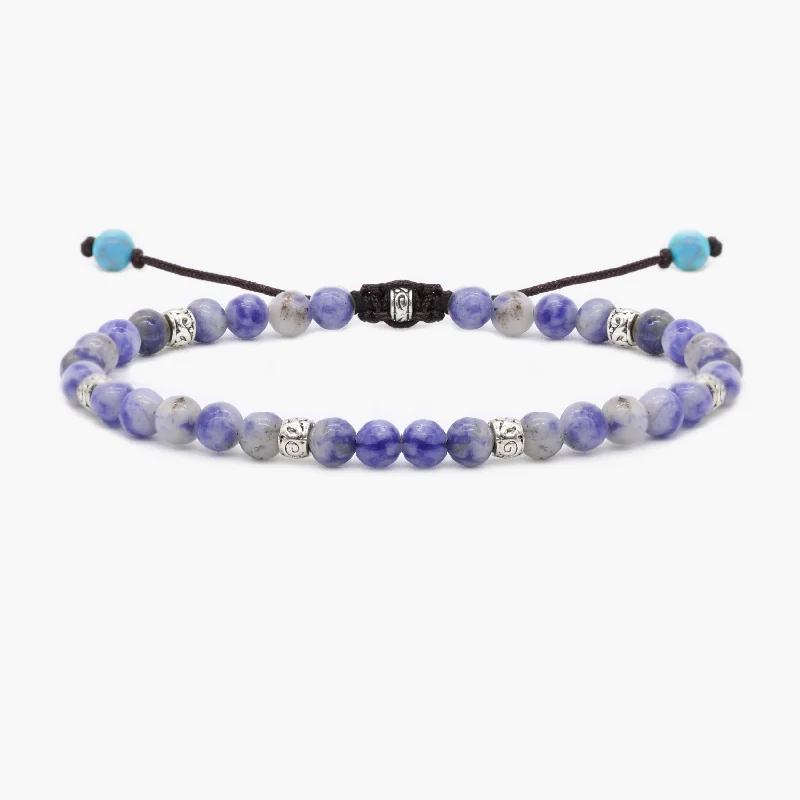 floral-inspired amethyst bracelet-4mm "Macramé" Bracelet (Sodalite)