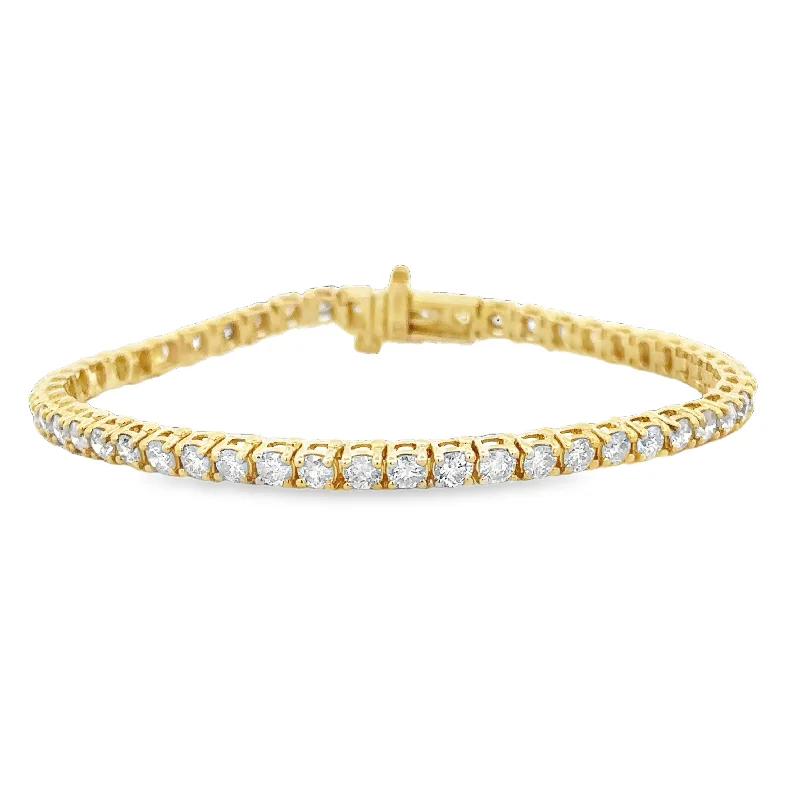 modern arched chain bracelet-5.0 CTW Diamond Tennis Bracelet in Yellow Gold