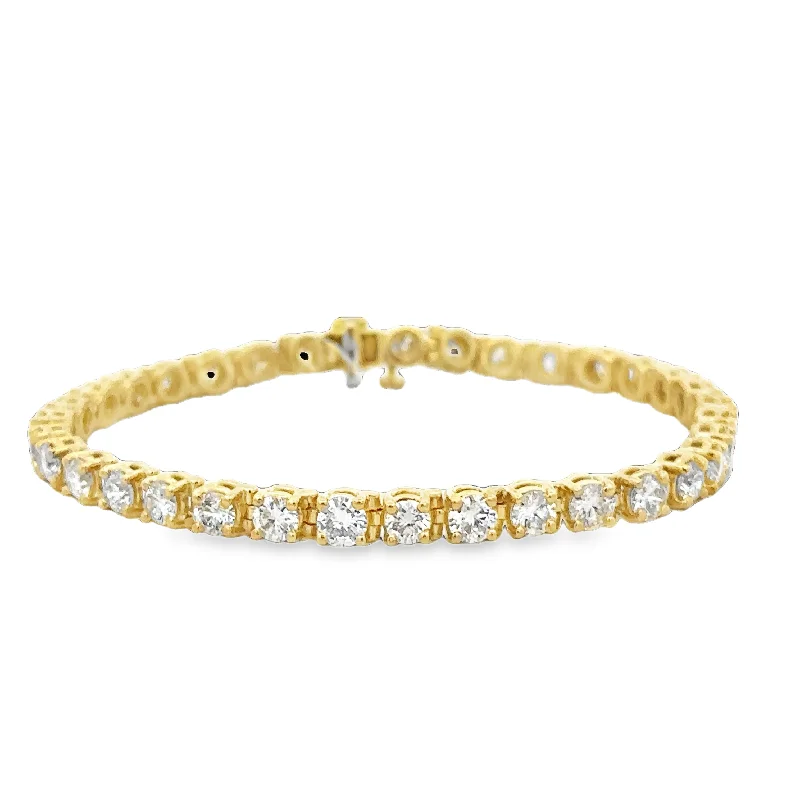 gothic-inspired bat talon bracelet-7.0 CTW Diamond Tennis Bracelet in 18k Yellow Gold