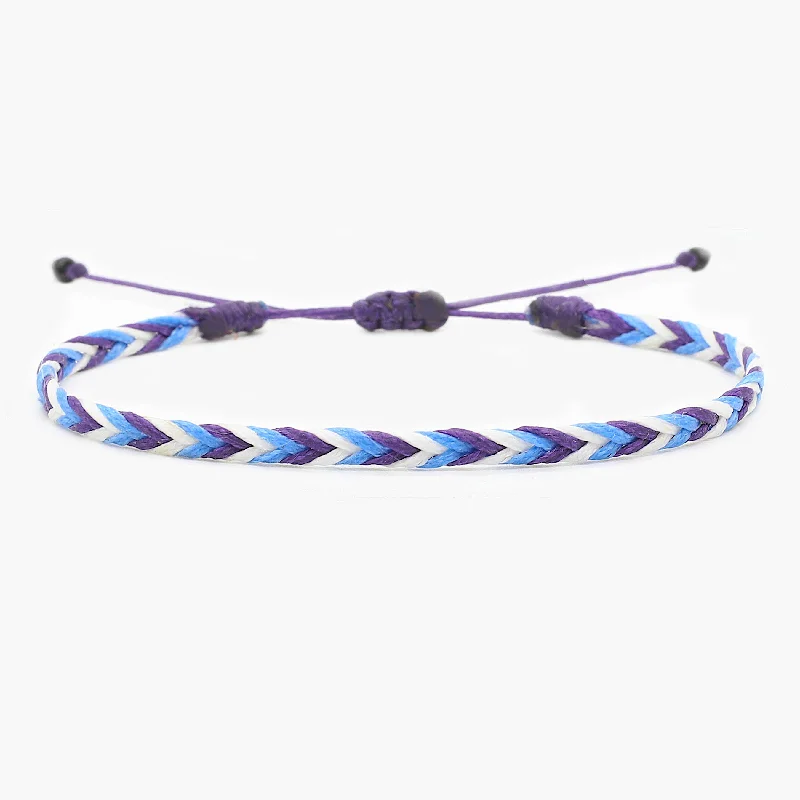 bohemian totem bracelet-Adjustable Mini Braided Bracelet (Shade of Blue)