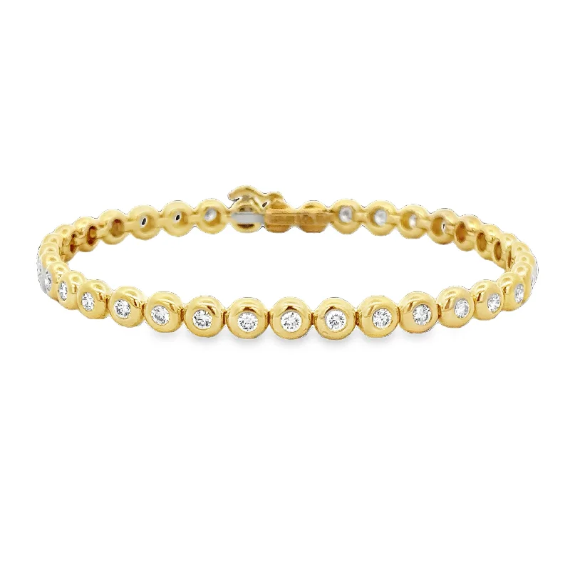 inscribed lineage chain bracelet-Bezel Set Diamond Bracelet in 18k Yellow Gold by Tiffany & Co.