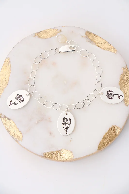 bohemian summit ridge bracelet-birthflower bracelet {sterling silver}