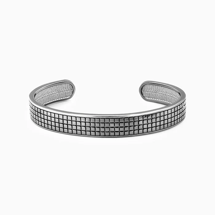 matte bronze tier bracelet-Black Rhodium Textured Kada For Him