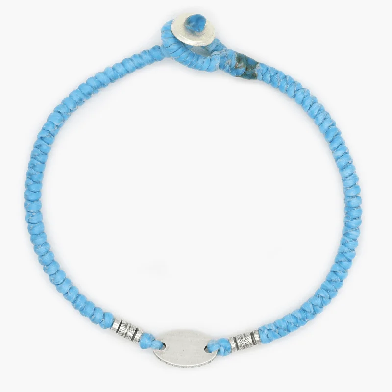 nature-themed crest peak bracelet-Braided "Nirvana" Silver Bracelet (Light Blue)