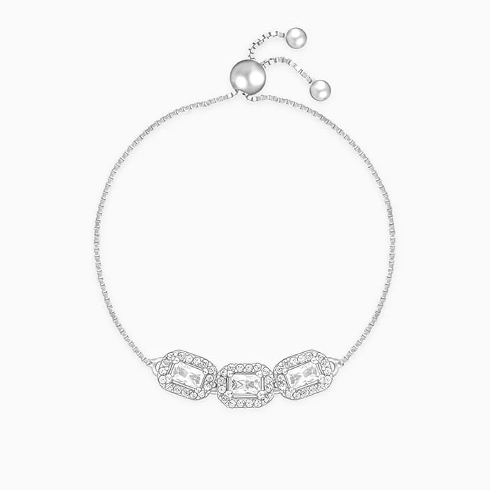 bold topaz summit peak bracelet-Silver Triple Zircon Bracelet