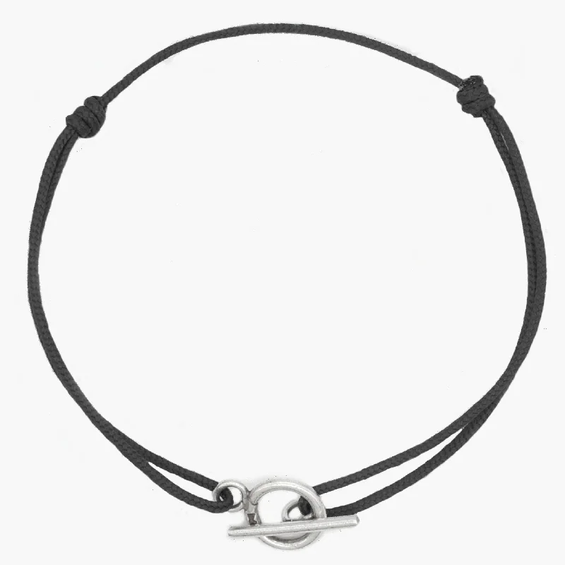 bold topaz summit peak bracelet-Cord Bracelet With Sterling Silver Toggle (Black)