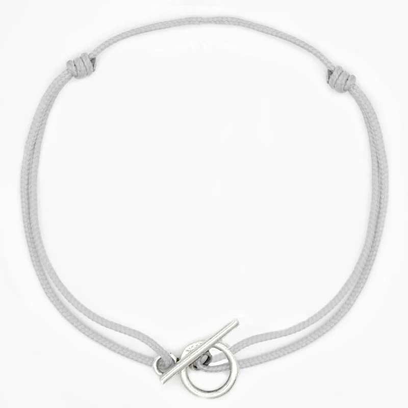 inscribed unity chain bracelet-Cord Bracelet With Sterling Silver Toggle (Light Grey)