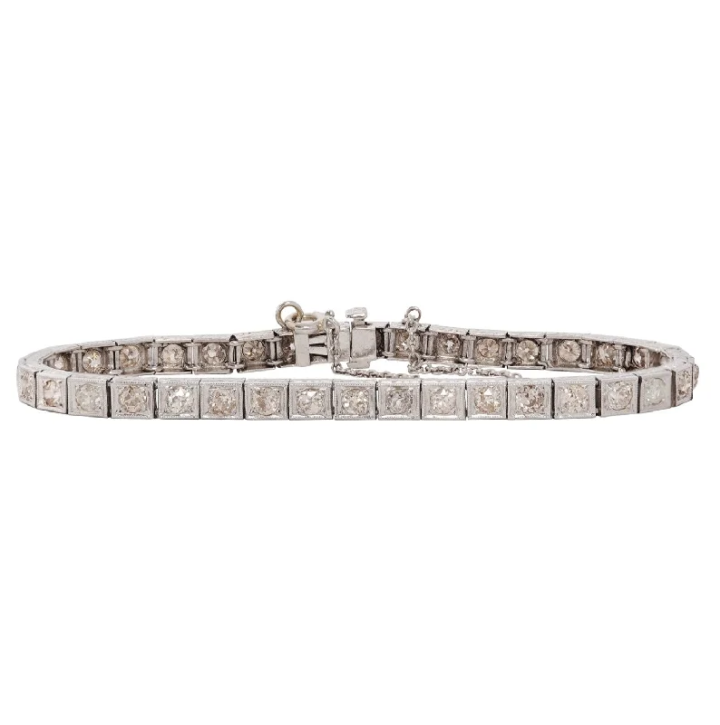 nature-themed crest peak bracelet-Deco Diamond Tennis Bracelet