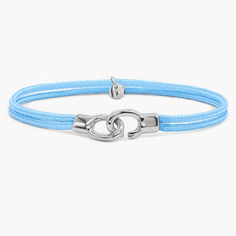 adjustable ridge summit bracelet-Double Sailing Cord Bracelet With Silver Lock (Light Blue)