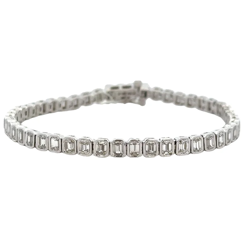 artisan-crafted tantalum bracelet-Emerald Cut Diamond Tennis Bracelet in White Gold