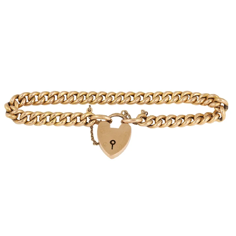 artisan-crafted gold bracelet-English Heartlock Curb Bracelet