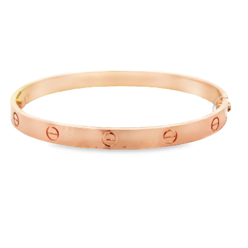 minimalist peak crest bracelet-Estate Cartier 18k Rose Gold Love Bracelet Size 22