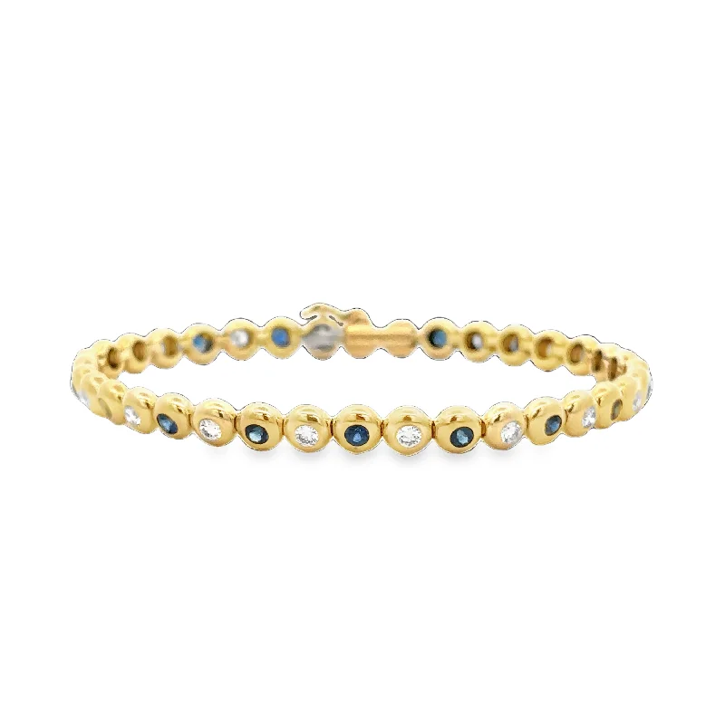 inscribed unity chain bracelet-Estate Tiffany & Co. Sapphire and Diamond Bracelet in 18k Yellow Gold