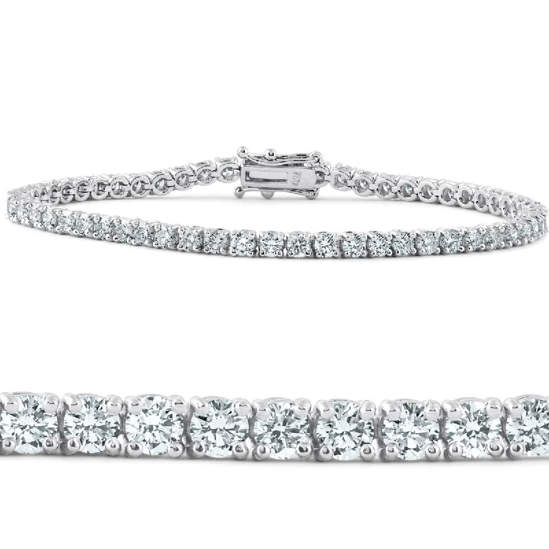 matte bronze tier bracelet-G/VS 6ct Moissanite Womens Tennis Bracelet 18K White Gold 10 grams 7"