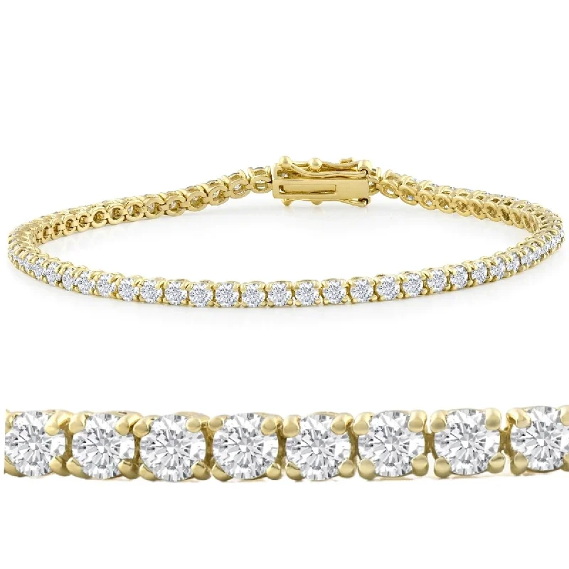 art deco sapphire bracelet-G/VS 6ct Moissanite Womens Tennis Bracelet 18K Yellow Gold 10 grams 7"