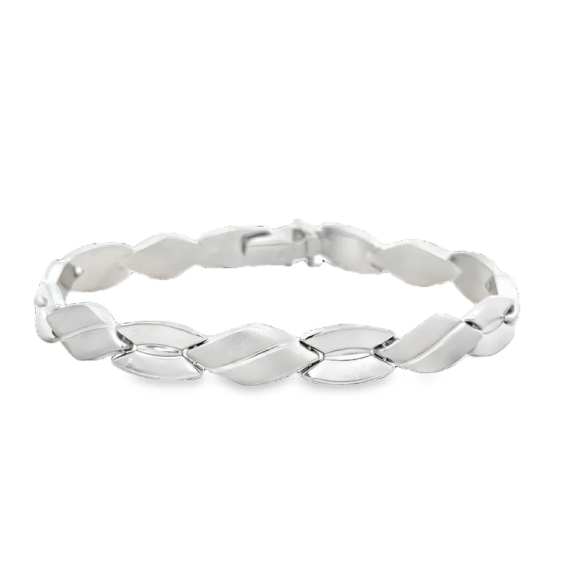 matte silver tier bracelet-Geometric Bracelet in 14k White Gold