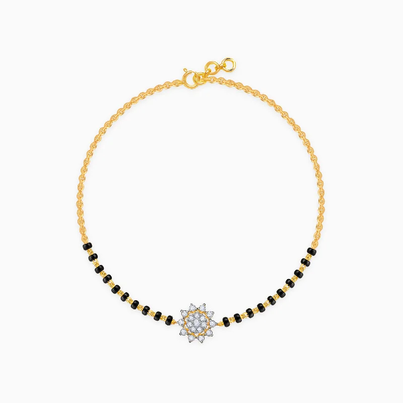 matte gold spiral bracelet-Gold Devina Diamond Mangalsutra Bracelet