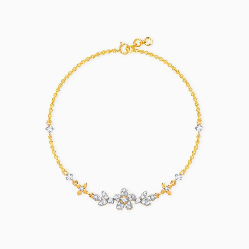 artisan-crafted gold bracelet-Gold Gardenia Diamond Bracelet