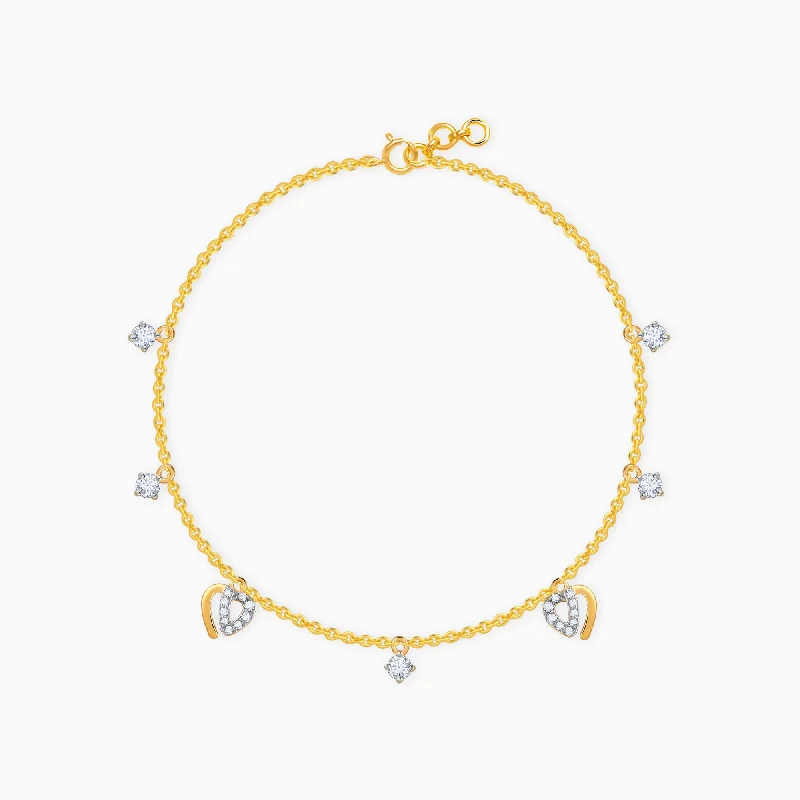 modern sculpted chain bracelet-Gold Heartfelt Diamond Bracelet