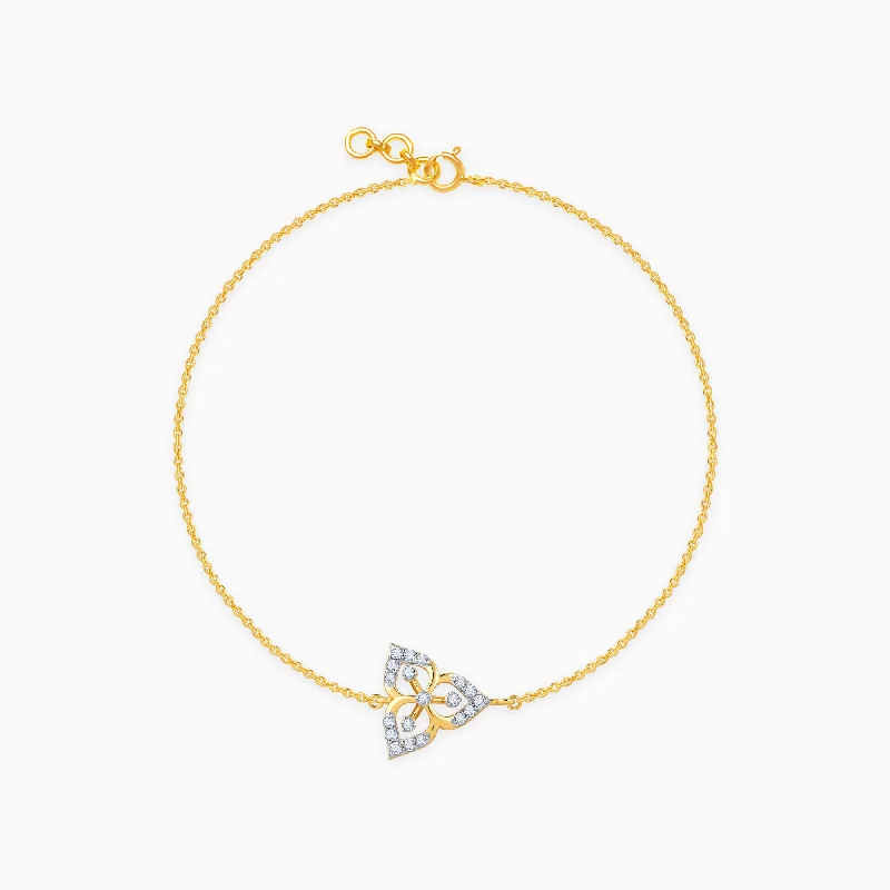 modern sleek crest peak bracelet-Gold Jasmine Diamond Bracelet