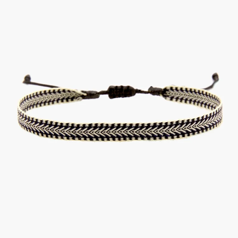 tarnished silver charm bracelet-Handmade Purnama Bracelet (Black/Cream)