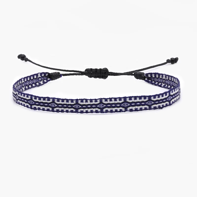 vintage-inspired lapis lazuli bracelet-Handmade Purnama Bracelet 84 (Navy Blue/White)