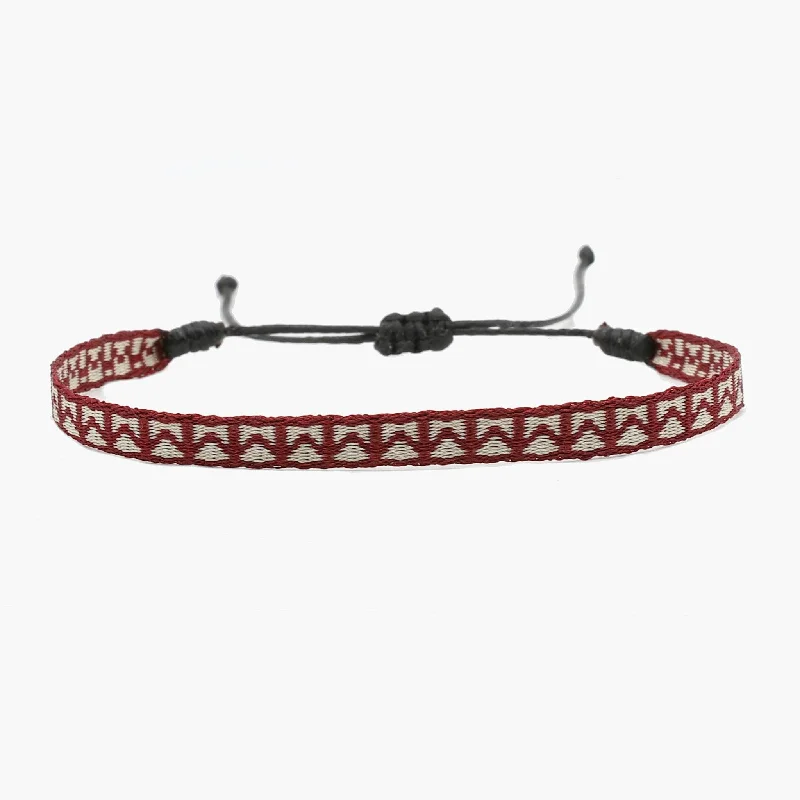 vintage-style emerald bracelet-Handmade Purnama Bracelet (Burgundy/Cream)