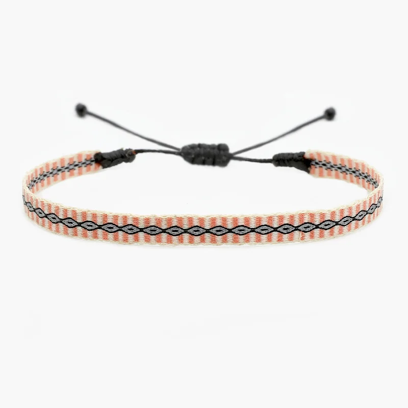 minimalist arc ridge bracelet-Handmade Purnama Bracelet (Off White/Coral)