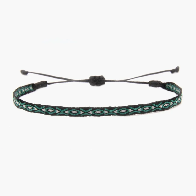 vintage-style turquoise bracelet-Handmade Purnama Bracelet (Black/Turquoise)