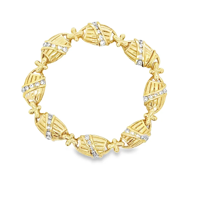 minimalist summit crest bracelet-Heavy Textured Diamond Bracelet in 18k Yellow Gold