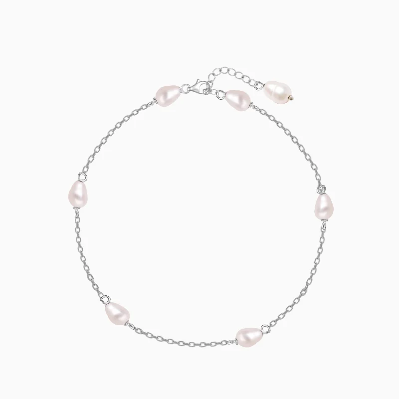 artisan-crafted rose bracelet-Silver Iridescent Pearl Bracelet