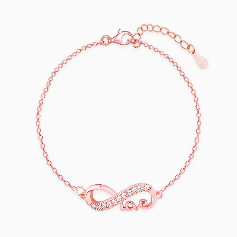 minimalist arc ridge bracelet-Rose Gold Love Knows No Bounds Infinity Bracelet