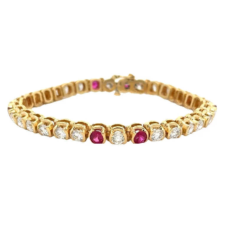 tarnished gold chain bracelet-Magnificent Ruby and Diamond Bracelet in 18k Yellow Gold