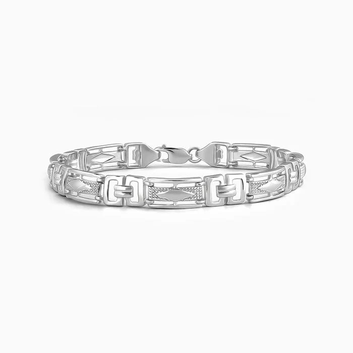 adjustable branch summit bracelet-Silver Classy Link Bracelet For Him