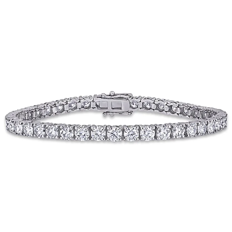 nature-themed ridge crest bracelet-Miadora 10 1/2ct DEW Moissanite Classic Tennis Bracelet in 14k White Gold - 7 in x 4.3 mm x 3.2 mm