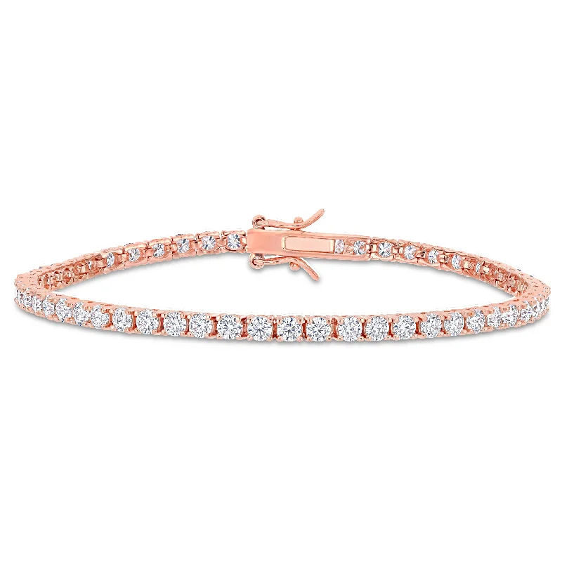 rustic topaz beaded bracelet-Miadora 5 5/8ct TGW Created Moissanite Tennis Bracelet in Rose Plated Sterling Silver