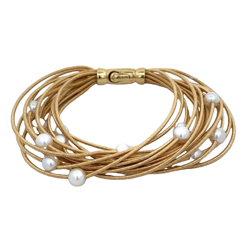 tarnished gold chain bracelet-Multistrand Pearl Bracelet in 18k Yellow Gold by Marco Bicego