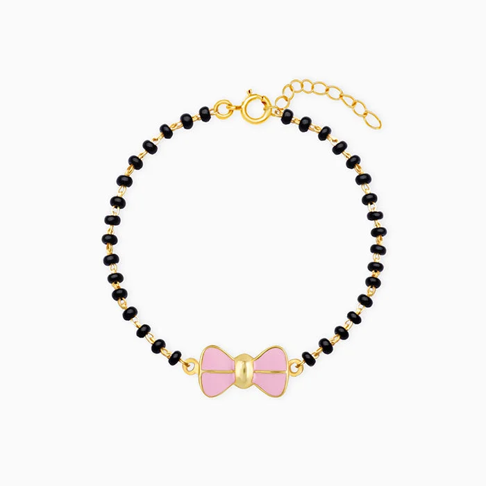 modern tiered sapphire bracelet-Golden Pink Bow Infant Bracelet (0-18 months)