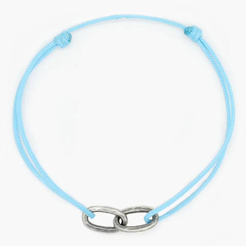 art deco sapphire bracelet-Nylon Thread With Silver Double Hoop "Indah" Bracelet (Light Blue)