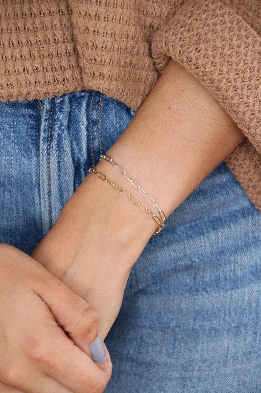 minimalist ridge summit bracelet-paperclip chain bracelet {silver or gold}