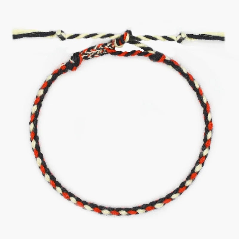 gothic-inspired bear claw bracelet-Pranayama Cotton Bracelet (Black/Red/Cream)