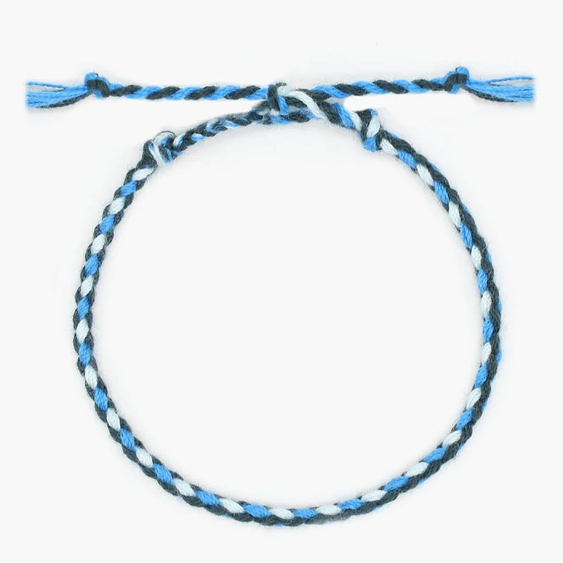 art deco turquoise bracelet-Pranayama Cotton Bracelet (Navy Blue/Turquoise)