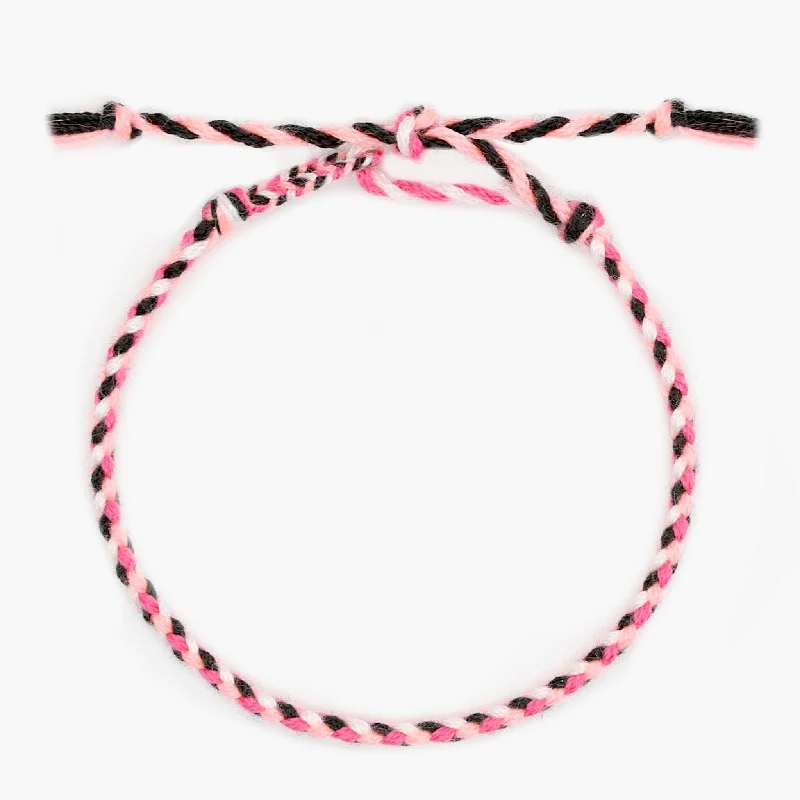 raw turquoise accent bracelet-Pranayama Cotton Bracelet (Pink/Black)