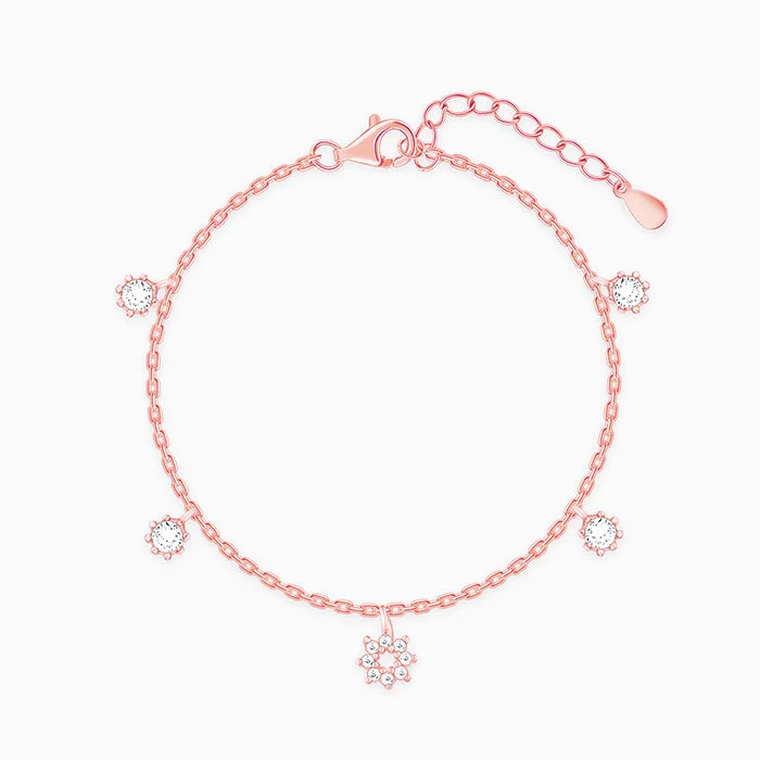 floral-inspired turquoise bracelet-Anushka Sharma Rose Gold Flower Charm Bracelet