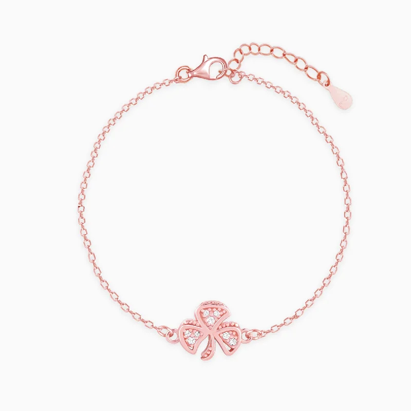 vintage-style ruby bracelet-Rose Gold Shamrock Bracelet