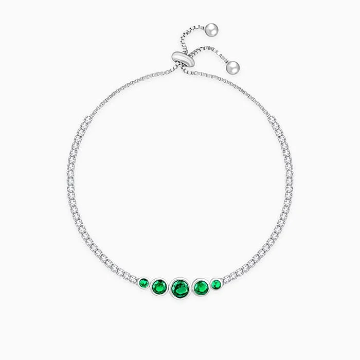 adjustable peak summit bracelet-Silver Arc of Green Bracelet