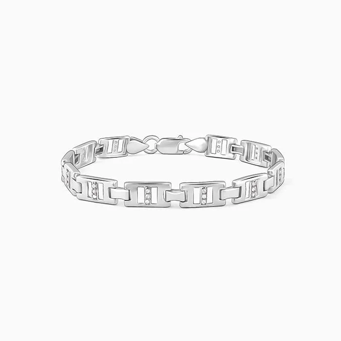 bold ruby summit peak bracelet-Silver Classic Bold Bracelet For Him