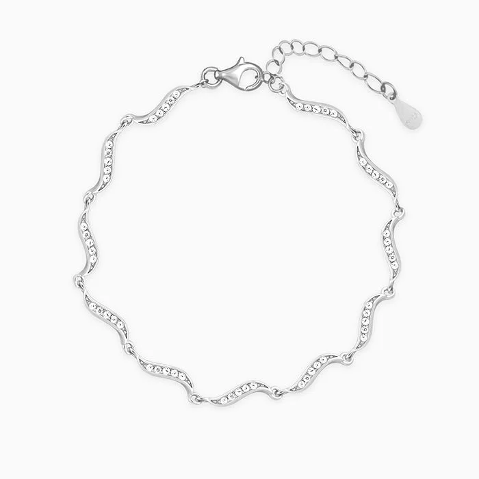 inscribed tradition chain bracelet-Silver Graceful Waves Bracelet